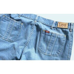 Vintage 1970s LEE Denim Wide Straight Leg Denim Jeans Size 34 X 31